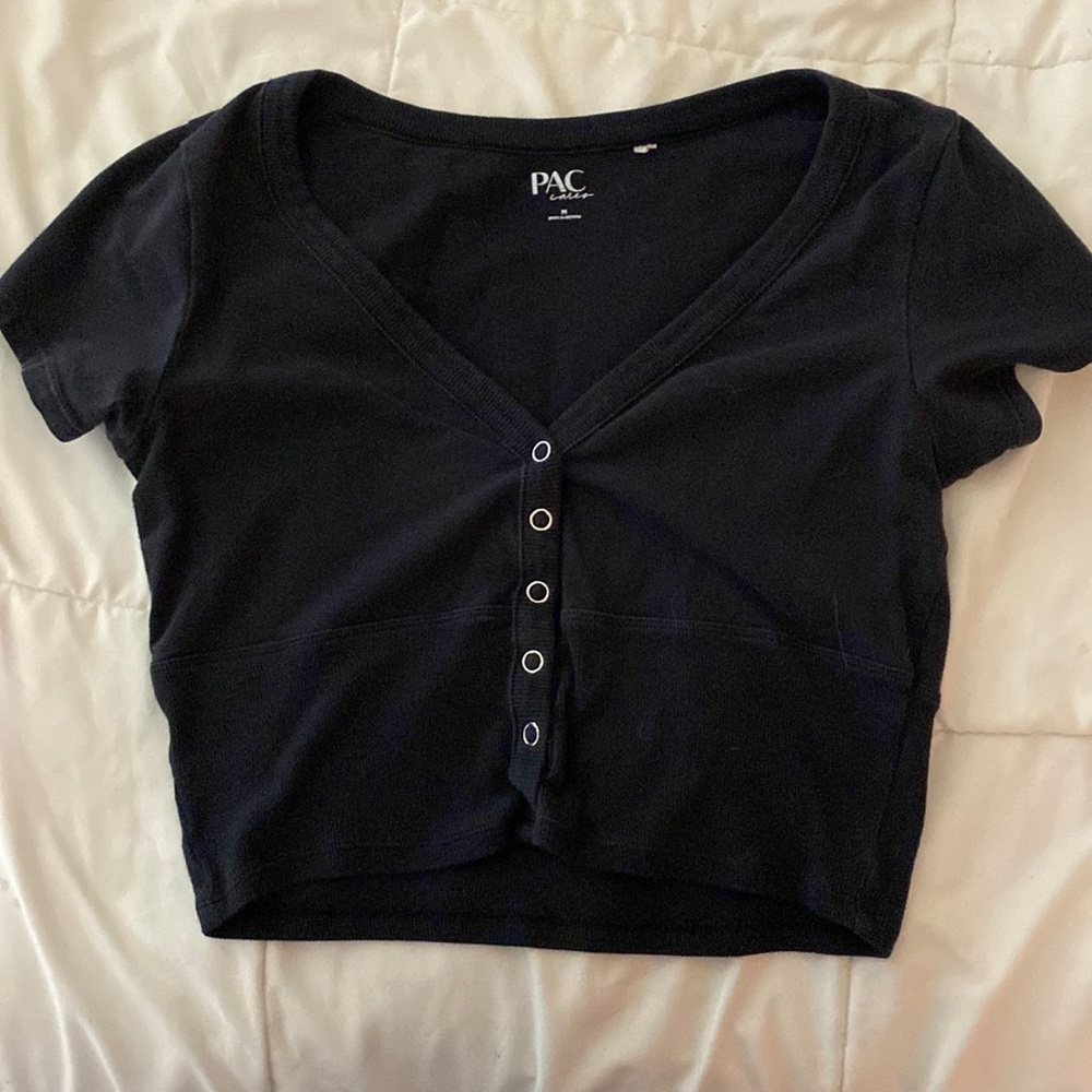 pacSun black crop top with buttons